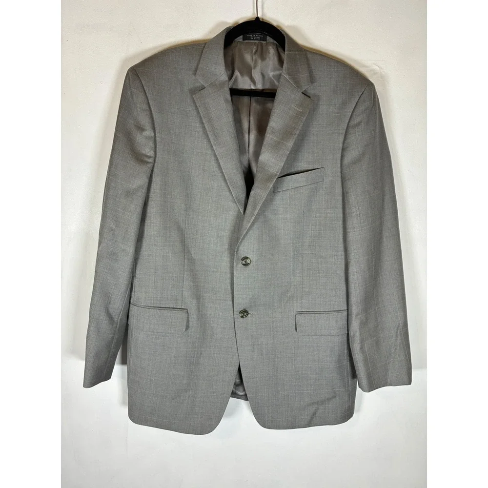 Jones New York Collection Men's Gray 100% Wool Plaid Blazer Sport Coat 2 Button